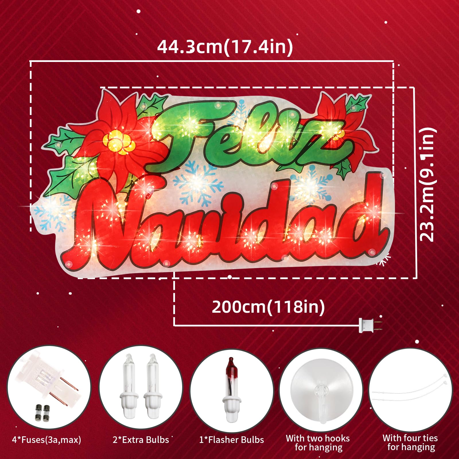 LAMPHOME 17'' Merry Christmas Sign Lights, Lighted Christmas Window Silhouette Light up Holiday Displays - Image 4